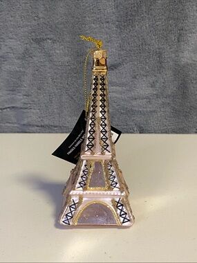 2/$10 - NWT Robert Stanley Glass Pink and Glittering Gold Eiffel Tower Ornament